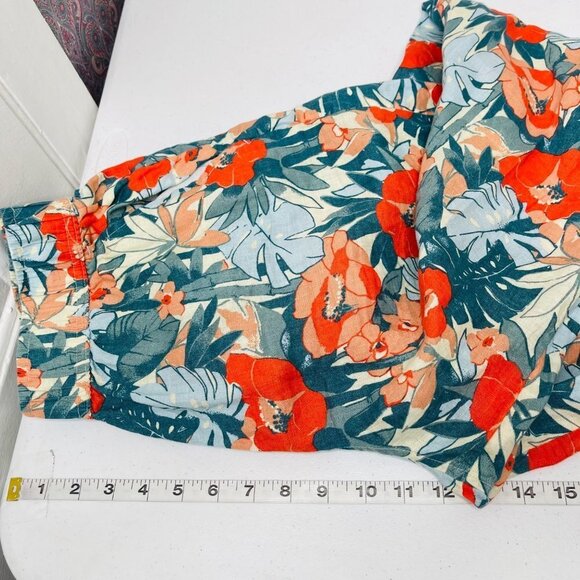 C&C California Women's Linen Wide Leg High Rise Pants Size M Floral Pull On - Picture 7 of 9